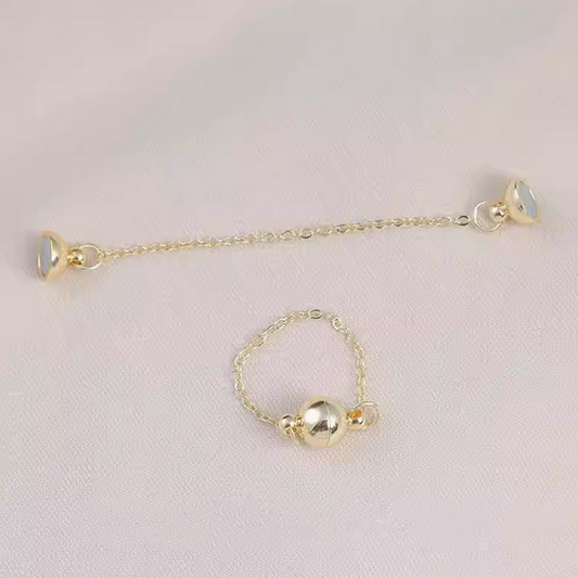 Brass Ball Magnetic Clasp With Chain , Gold Plated - CMYX-01