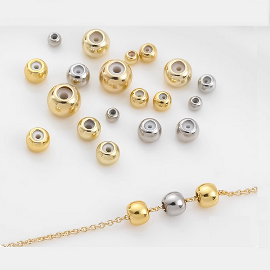 10pcs Brass Spacer Round Bead With Silicone