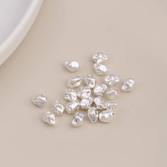 5pcs Brass Irregular Shape Spare Spacer Beads Silver Plated -AMBG-01