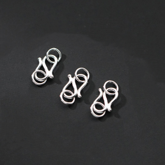 Sterling Silver S Hook Clasp With Rings, Silver Plated