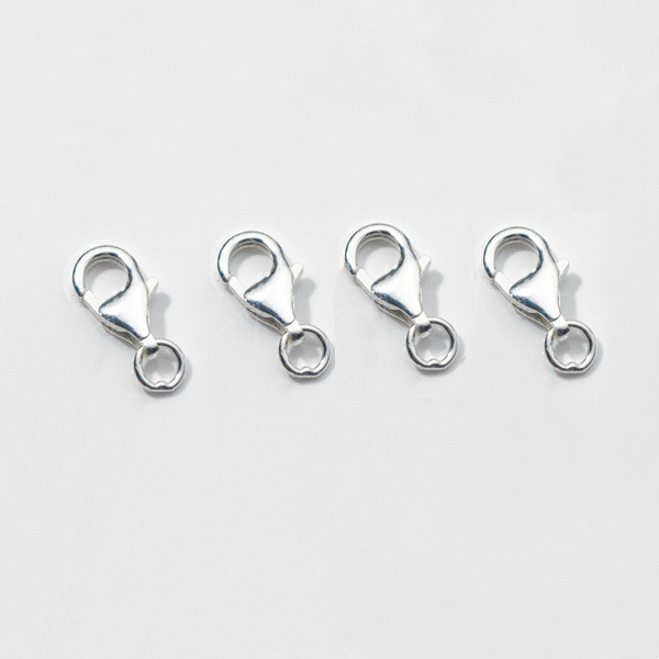 Sterling Silver 8x12mm Lobster Claw Clasp Single Ring, Silver Plated -CSSD-04