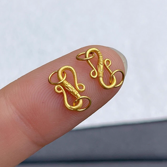 Brass S Double Ring Clasp Special , Gold Plated -CSSW-01