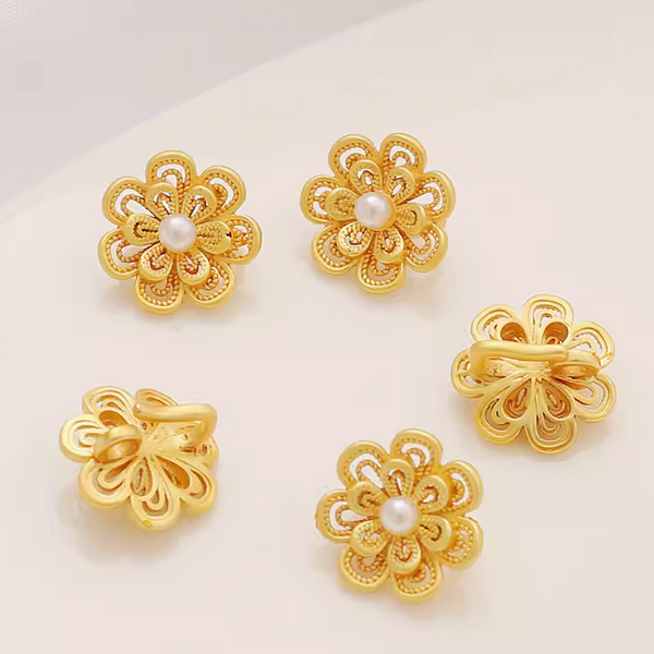 Brass Gilded Silver Plated Flower Hook Connector