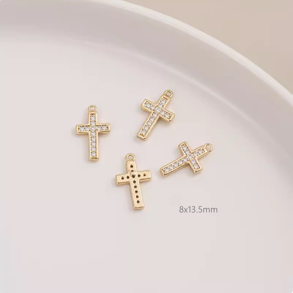 Brass Gilded Zircon Various Cross Design Pendants