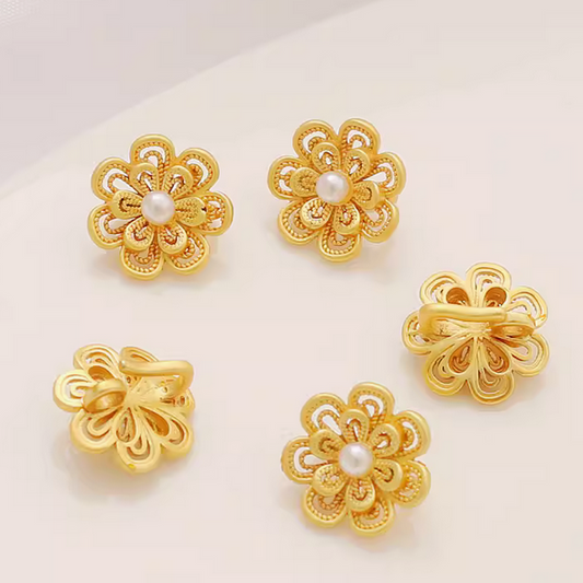 Brass Hook Connector Flower, Gold Plated -CMJH-01