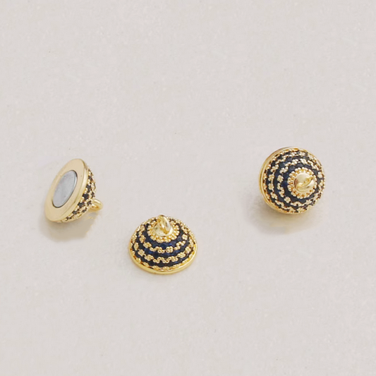 Brass Round Zirconic Magnetic Clasp, Gold Plated - CMXZ-01