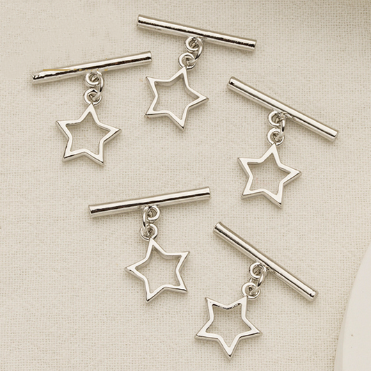 Brass Pinch / OT Clasp Star, Platinum Plated - CMST-02