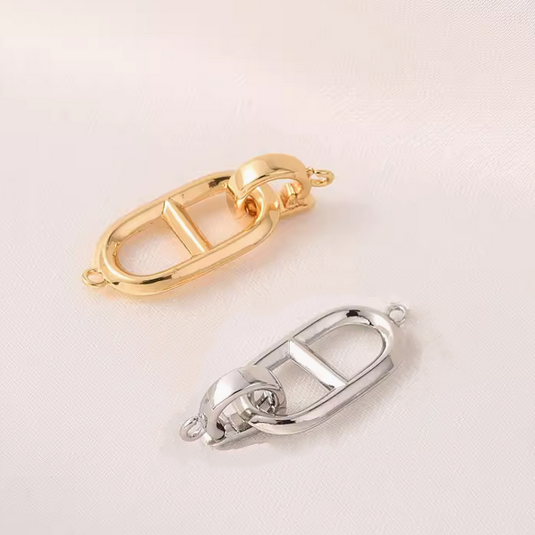 Brass Double Ring Twister Clasps Gold Platinum Plated
