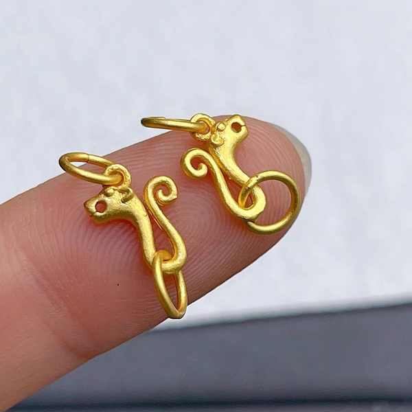 Brass S Double Ring Clasp Special Totem, Matt Gold Plated -CSSW-02