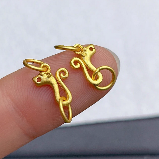 Brass S Double Ring Clasp Special Totem, Matt Gold Plated -CSSW-02