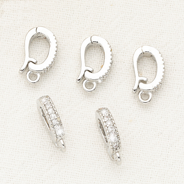 Brass Zirconic Spring Clasp Pendant Hanging Jump Ring, Platinum Plated -CMGS-02