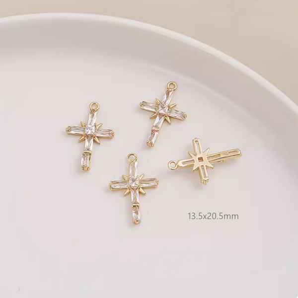 Brass Gilded Zircon Various Cross Design Pendants