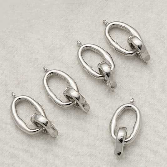 Brass Plain Spring Clasp Pendant Hanging Jump Ring, Platinum Plated -CMSQ-02