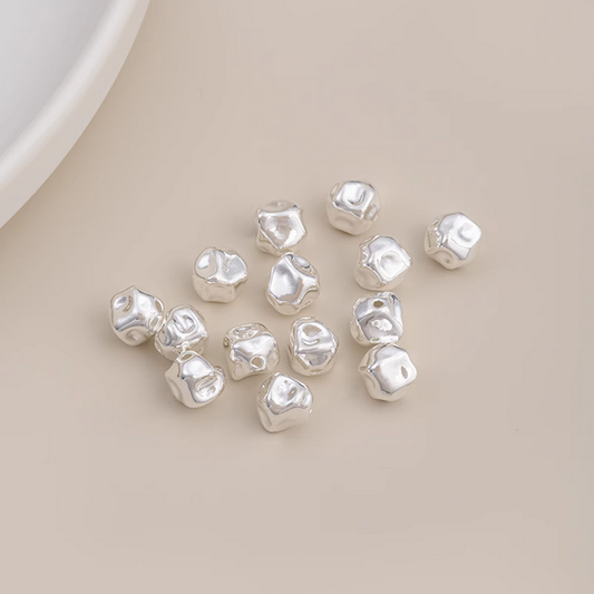 5pcs Brass Irregular Shape Spare Spacer Beads Silver Plated -AMBG-02