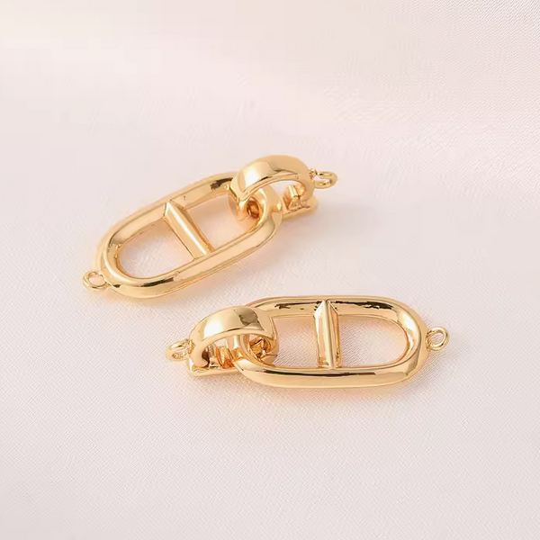 Brass Double Ring Twister Clasps Gold Platinum Plated
