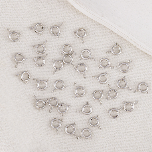10pcs Brass 5.5mm Round Spring Ring Clasp, Platinum Plated - CMYC-06
