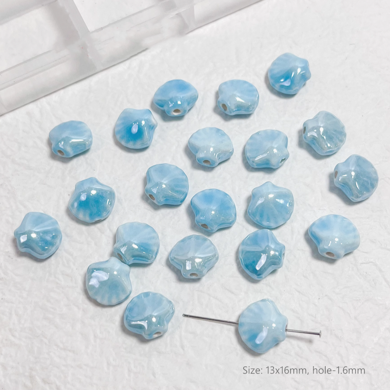 Porcelain Beads Ceramic Glazed Round Square Heart Clay Beads Charms
