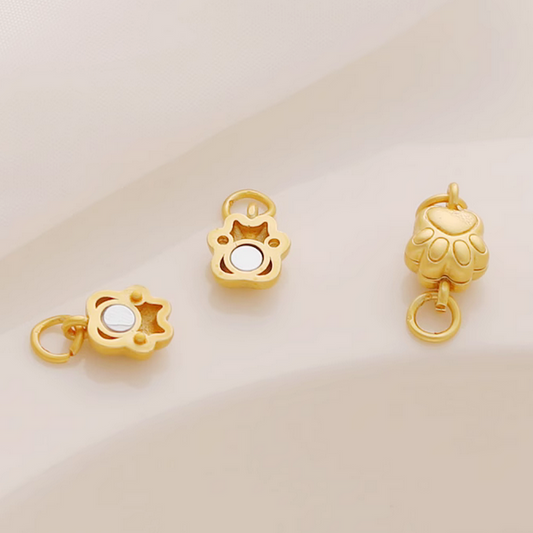 Brass Cat's Paw Shape Magnetic Clasp, Gold Plated - CMGZ-01