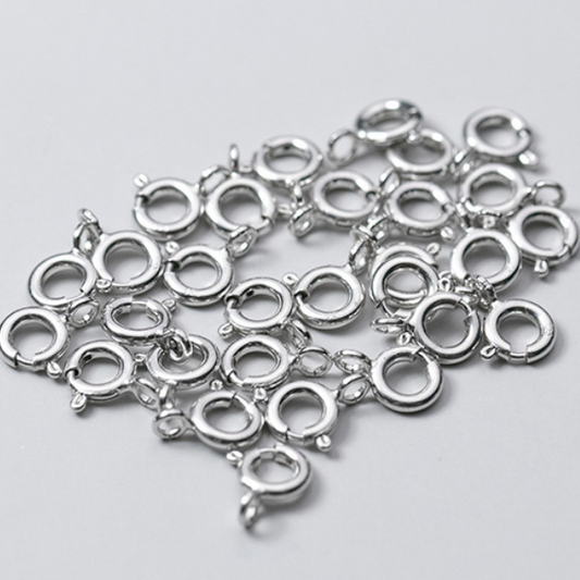Sterling Silver 7mm Spring Ring Clasp, Platinum Plated -CSSQ-08