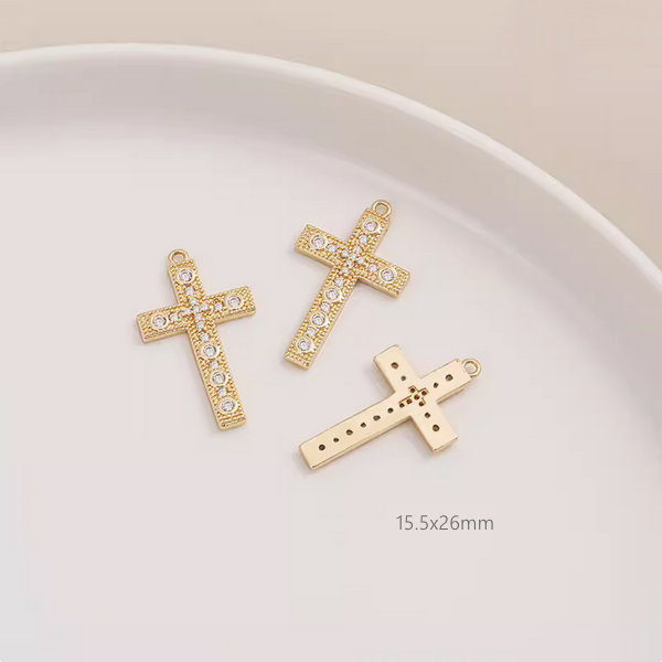 Brass Gilded Zircon Various Cross Design Pendants