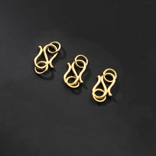 Sterling Silver S Hook Clasp With Rings,Gold Plated
