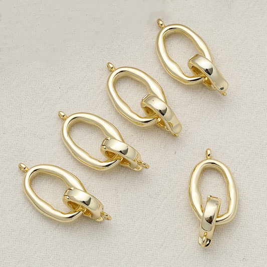 Brass Plain Spring Clasp Pendant Hanging Jump Ring, Gold Plated -CMSQ-03