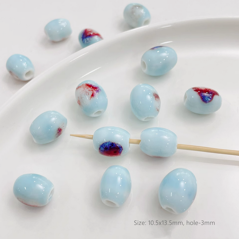 Porcelain Beads Ceramic Glazed Round Square Heart Clay Beads Charms