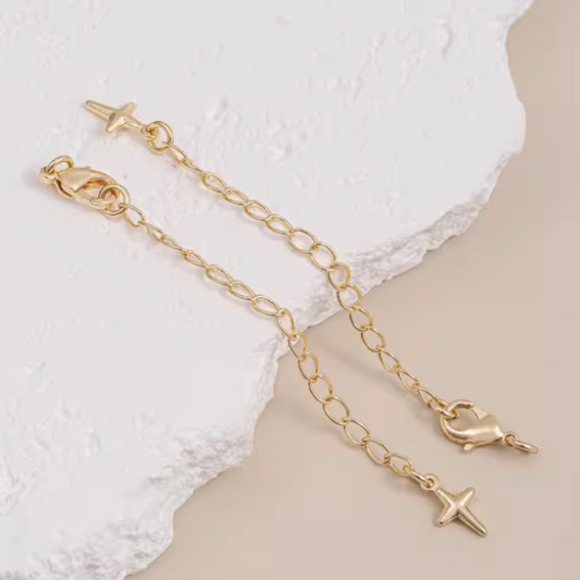 Brass Lobster Claw Clasp With Extended Chain, Gold Plated - CMHS-03