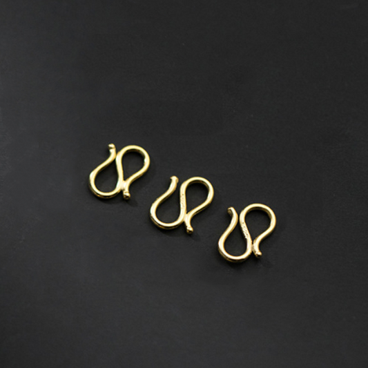Sterling Silver S Hook Clasp, Gold Plated
