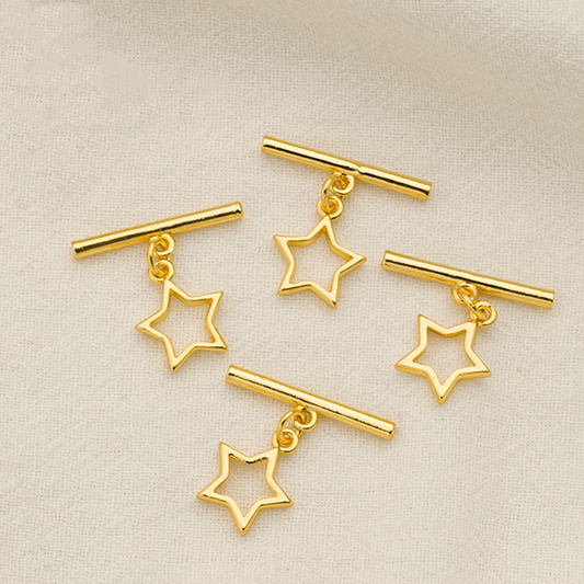 Brass Pinch / OT Clasp Star, 18K Gold Plated - CMST-03