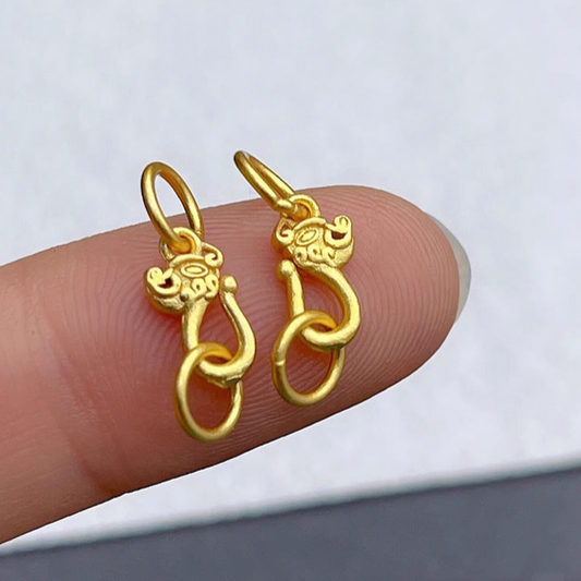 Brass S Double Ring Clasp Special Totem, Matt Gold Plated -CSSW-03