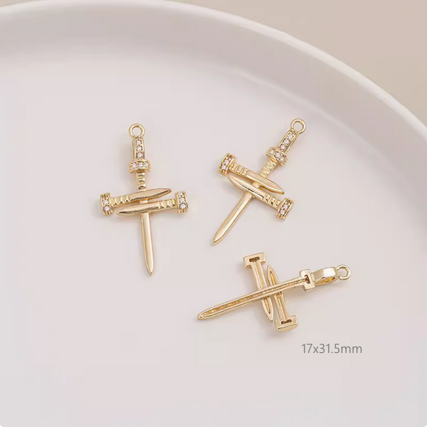 Brass Gilded Zircon Various Cross Design Pendants
