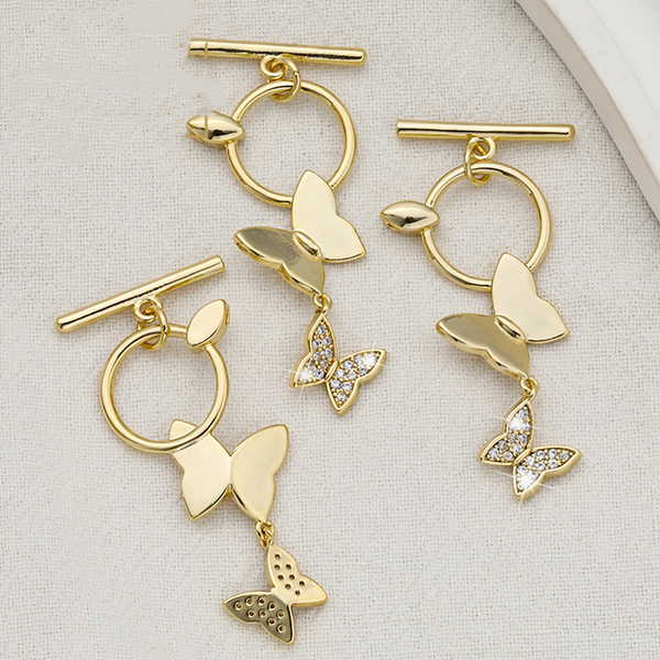 Brass Pinch / OT Toggle Clasps -Double Butterfly