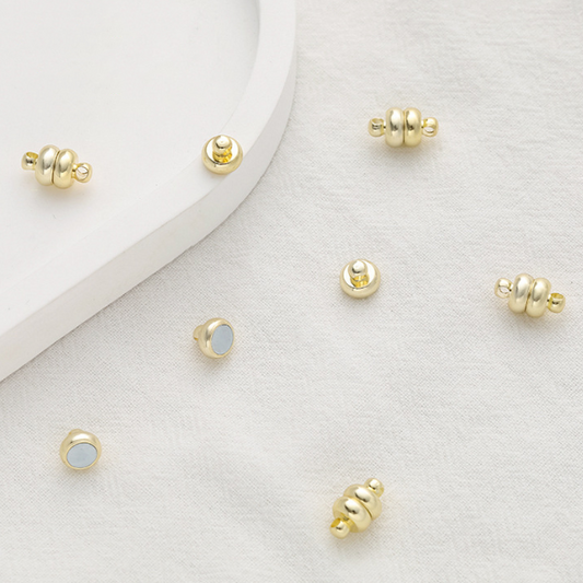 Brass Flat Round Magnetic Clasp, Gold Plated - CMMG-03