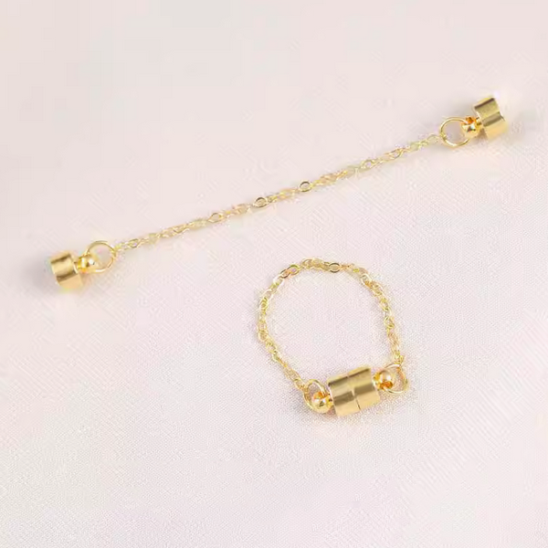 Brass Cylinder Magnetic Clasp With Chain , Gold Plated - CMYX-04