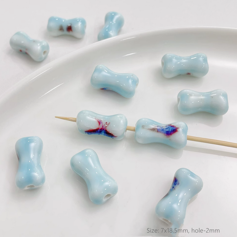 Porcelain Beads Ceramic Glazed Round Square Heart Clay Beads Charms