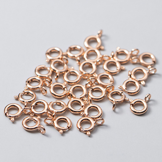 Sterling Silver 5mm Spring Ring Clasp, Rose Gold Plated -CSSQ-13