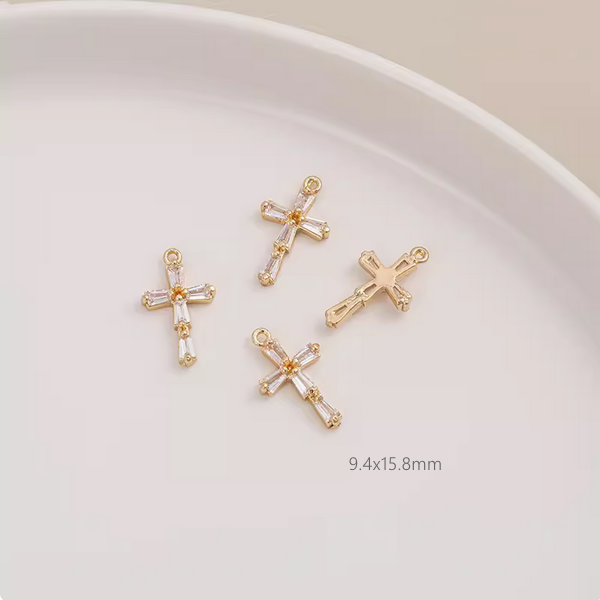 Brass Gilded Zircon Various Cross Design Pendants