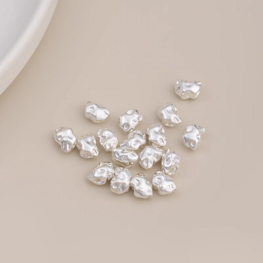 5pcs Brass Irregular Shape Spare Spacer Beads Silver Plated -AMBG-05