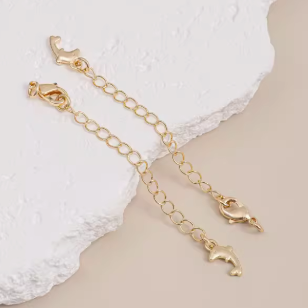 Brass Lobster Claw Clasp With Extended Chain, Gold Plated - CMHS-05