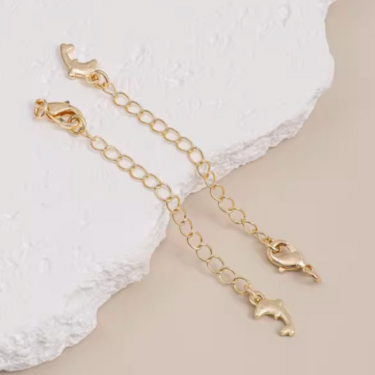 Brass Lobster Claw Clasp With Extended Chain, Gold Plated - CMHS-05