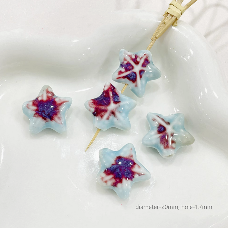 Porcelain Beads Ceramic Glazed Round Square Heart Clay Beads Charms