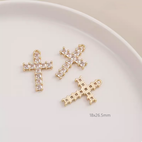 Brass Gilded Zircon Various Cross Design Pendants