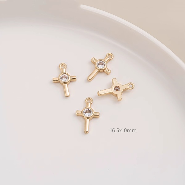 Brass Gilded Zircon Various Cross Design Pendants