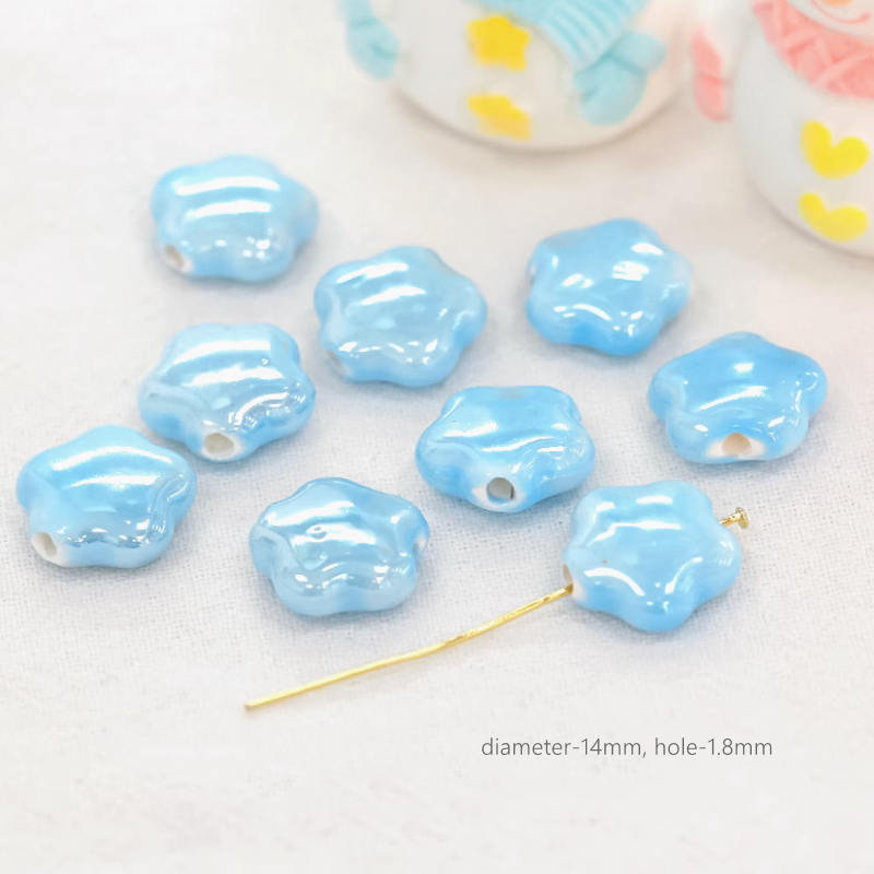 Porcelain Beads Ceramic Glazed Round Square Heart Clay Beads Charms