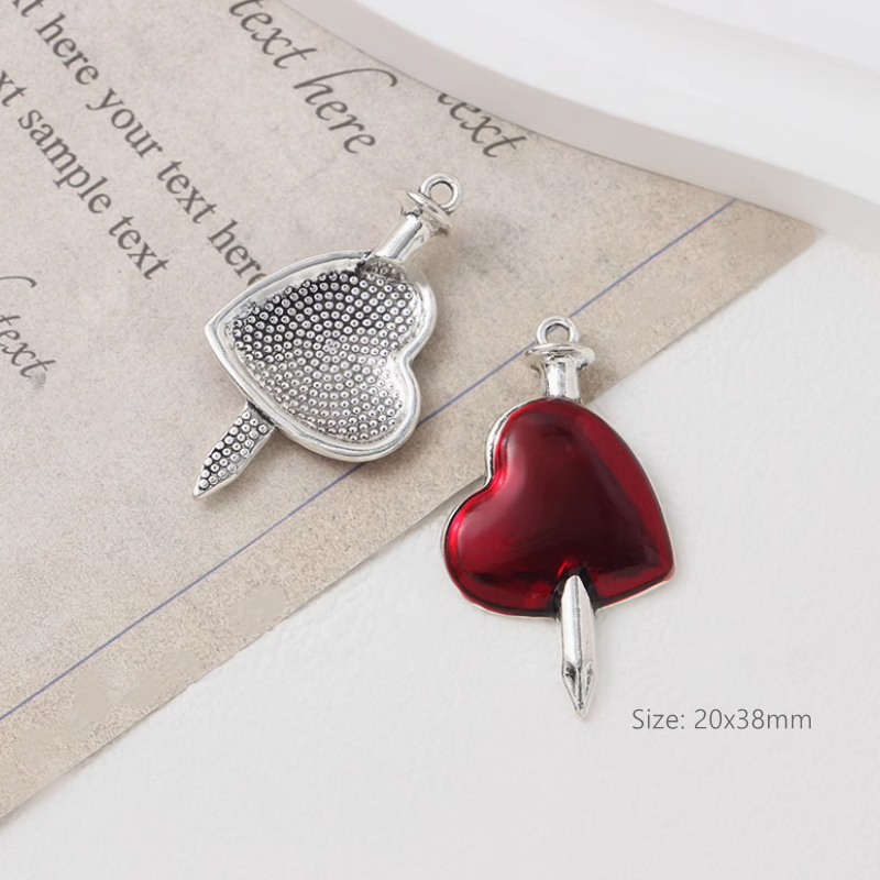 Pendant Halloween Theme Gothic Dark Handmaking DIY Charms Heart Sword