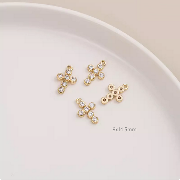Brass Gilded Zircon Various Cross Design Pendants