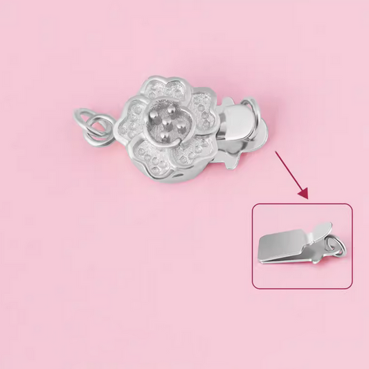 Sterling Silver Flower Bayonet Inserts Clasp-CSCY-08