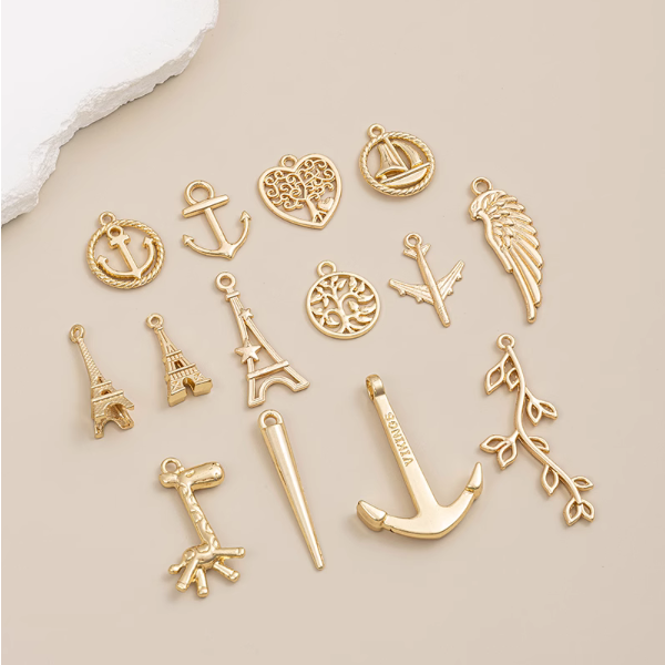 Alloy Fashion Pendants for Jewelry Handmaking DIY, 14K Plated