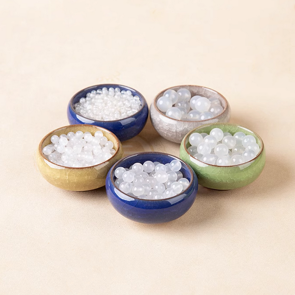 10pcs Agate Round White Beads